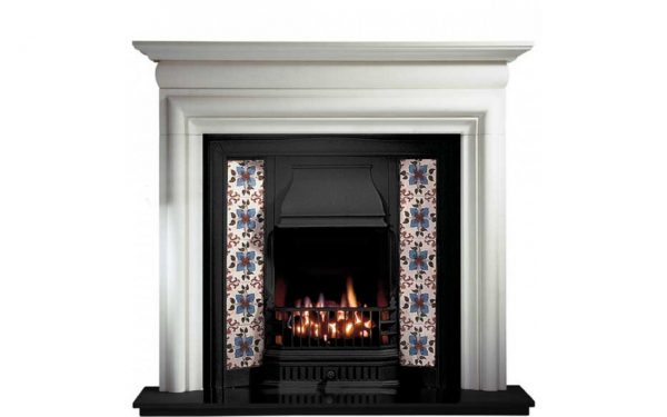 Any Black Insert and Asquith Limestone Fireplace