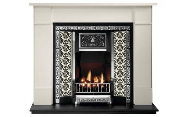 Any Highlighted Insert and Brompton Lime Stone Fireplace