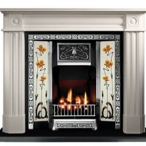 Any Highlighted Tiled Fireplace and Roundel Limestone Fireplace